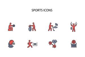 Sports icon set..Editable stroke.linear style sign for use web design,logo.Symbol illustration. vector