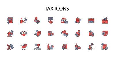 Tax icon set..Editable stroke.linear style sign for use web design,logo.Symbol illustration. vector