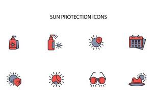 Sun protection icon set..Editable stroke.linear style sign for use web design,logo.Symbol illustration. vector