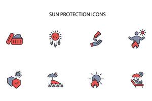 Sun protection icon set..Editable stroke.linear style sign for use web design,logo.Symbol illustration. vector