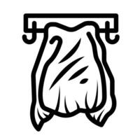 Towel hanging on wall hooks icon illustration black outlined isolated on square white background. Simple flat cartoon art styled drawing. vector