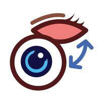 Prosthetic or fake eye ball support colored icon illustration with outline isolated on square white background. Simple flat cartoon art styled drawing. vector
