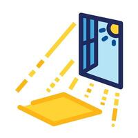 Natural window sun light into room colored icon illustration outlined isolated on square white background. Simple flat cartoon art styled drawing. vector