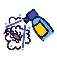 Bug or insects spray repellent colorful icon illustration outlined isolated on square white background. Simple flat cartoon art styled drawing. vector