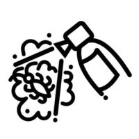 Bug or insects spray repellent icon illustration black outlined isolated on square white background. Simple flat cartoon art styled drawing. vector