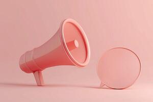 3d render of megaphone with speech bubble and copy space for mock up and web banner photo