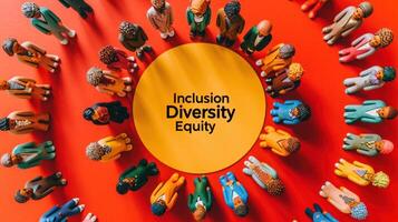 Diversity, equity and inclusion concept. DEIB. Diverse Figures Surrounding Inclusion, Diversity, Equity photo