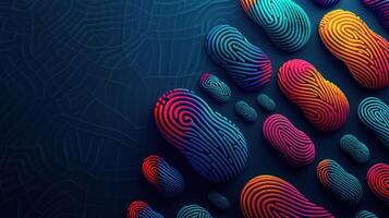 Diversity, equity and inclusion concept. DEIB. Abstract Fingerprint Pattern on Blue Background photo