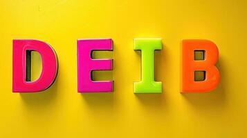 Diversity, equity and inclusion concept. DEIB. DEIB Letters on Yellow Background photo