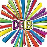 Diversity, equity and inclusion concept. DEIB. Colorful DEIB Logo With Rays photo