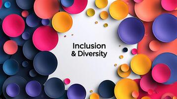 Diversity, equity and inclusion concept. DEIB. Colorful Circles Illustrate Inclusion And Diversity photo