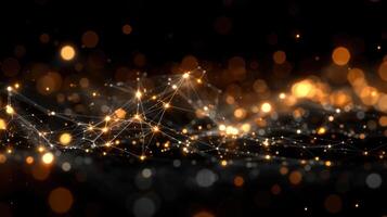 A digital rendering of a glowing network of points and lines with bokeh lights, resembling a constellation in the night sky photo