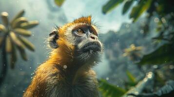 Beautiful monkey spending time in nature. photo