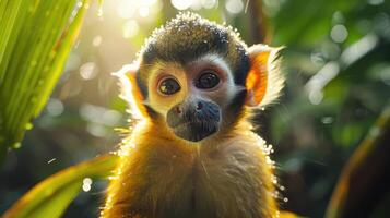 Beautiful monkey spending time in nature. photo