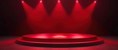 A red stage platform bathed in red spotlight illumination photo