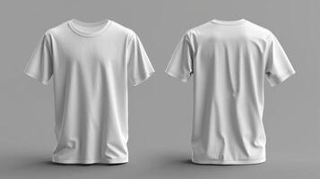 A simple white t-shirt, shown from both the front and back, ready for customization photo