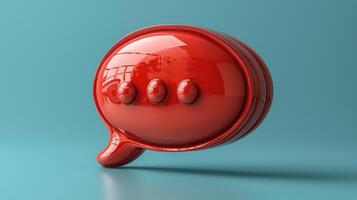 A red speech bubble with three dots sits on a blue background, suggesting an idea or message waiting to be expressed photo