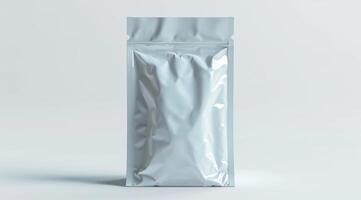 Coffee bag on a background in the style of aluminum, suggesting versatility photo