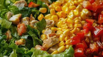 Nutritious salad with chicken and colorful veggies photo