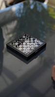 Engage in a smallscale chess match in a tranquil environment, perfect for relaxation video