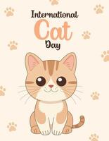 International cat day design template. adorable cat Illustration vector