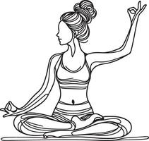 a woman doing yoga in a pose with a roll of tape vector