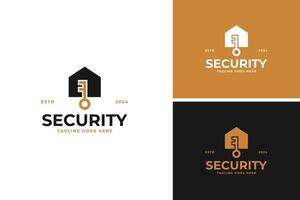 Building shape with lock logo design illustration template idea vector