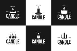 Set of candle flame logo design illustration template idea vector