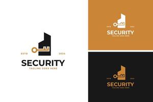 Building shape with lock logo design illustration template idea vector
