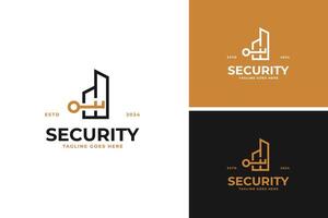 Building shape with lock logo design illustration template idea vector