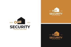 Building shape with lock logo design illustration template idea vector