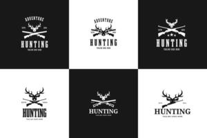Set collection deer head and riffle logo design illustration template idea vector