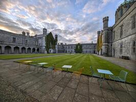 The University of Galway, quadrangle at sunset in Ireland, amazing architecture and landmark, medieval building photo