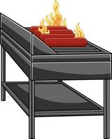 Cartoon Barbecue With Grilling Sausages vector