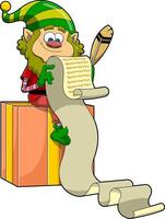 Santa's Little Elf Helper Cartoon Character Writing A To-Do List vector