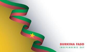 Background design features a dynamic gradient with red green ribbon, with intertwining abstract shapes. Celebrating Burkina Faso Independence Day vector