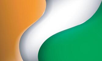 simple wavy 3d shape with shadow effect in orange white and green for ivory coast independence day design template vector