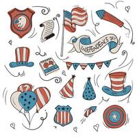 The festive collection of 4th of July elements that is patriotic in red, white, and blue. Templates suitable for American Independence Day designs vector