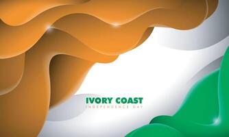 Waving simple gradient orange and green shape design in white background for ivory coast independence day campaign template vector
