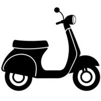 a retro scooter flat style black color silhouette vector