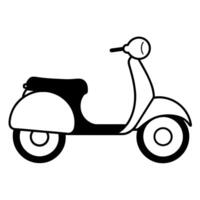 a retro scooter flat style black color silhouette vector