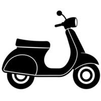 a retro scooter flat style black color silhouette vector
