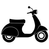 a retro scooter flat style black color silhouette vector