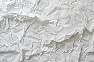 Crumpled white paper texture with rough folds and distressed look photo