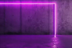 Purple wall with neon lights in geometric pattern photo