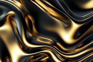Abstract black and gold fluid waves photo