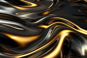 Abstract black and gold metallic waves photo
