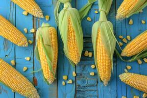 Fresh ears of corn with vibrant yellow kernels photo