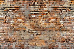 Weathered brick wall showing signs of age and natural deterioration photo