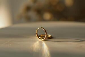 Golden ring with warm light and reflections photo